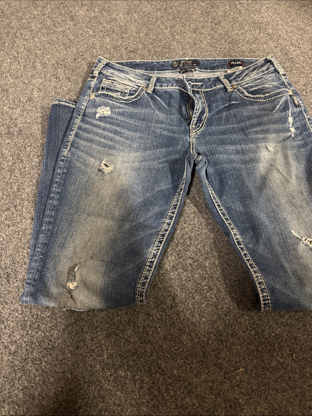 Silver Jeans Distressed Medium Blue Women's Skinny Jeans